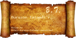 Burszon Talamér névjegykártya